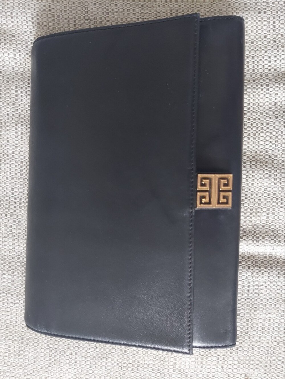 Givenchy Black Leather Women’s Clutch with Gold Accent